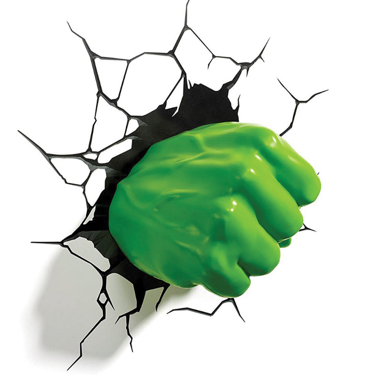 3DLightFX Marvel Avengers Hulk Right Fist 3D Deco Light - 3D LED Παιδικό Φωτιστικό Τοίχου με Αυτοκόλλητο Ρωγμών