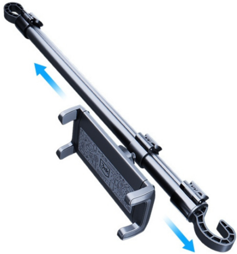 3MK Double Headrest Holder - Universal Ρυθμιζόμενη Βάση Στήριξης Smartphone / Tablet 4.7" - 12.9" για Προσκέφαλο / Πίσω Κάθισμα Αυτοκινήτου - Black