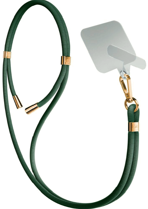 3MK EasyClip - Αποσπώμενο Λουράκι Λαιμού για Θήκες Κινητών / Smartphones - Dark Green / Gold