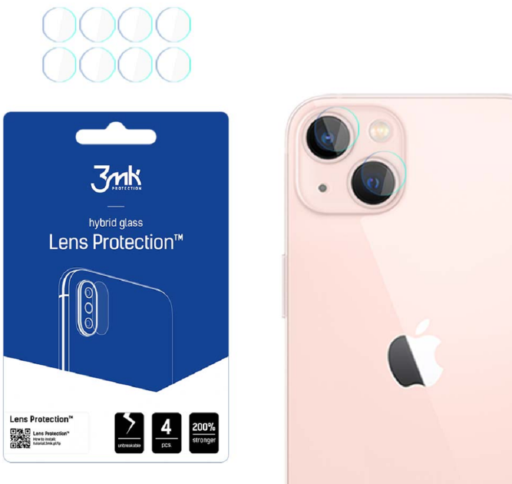3MK Hybrid Glass Camera Protector - Αντιχαρακτικό Υβριδικό Προστατευτικό Γυαλί για Φακό Κάμερας Apple iPhone 14 - 4 Τεμάχια