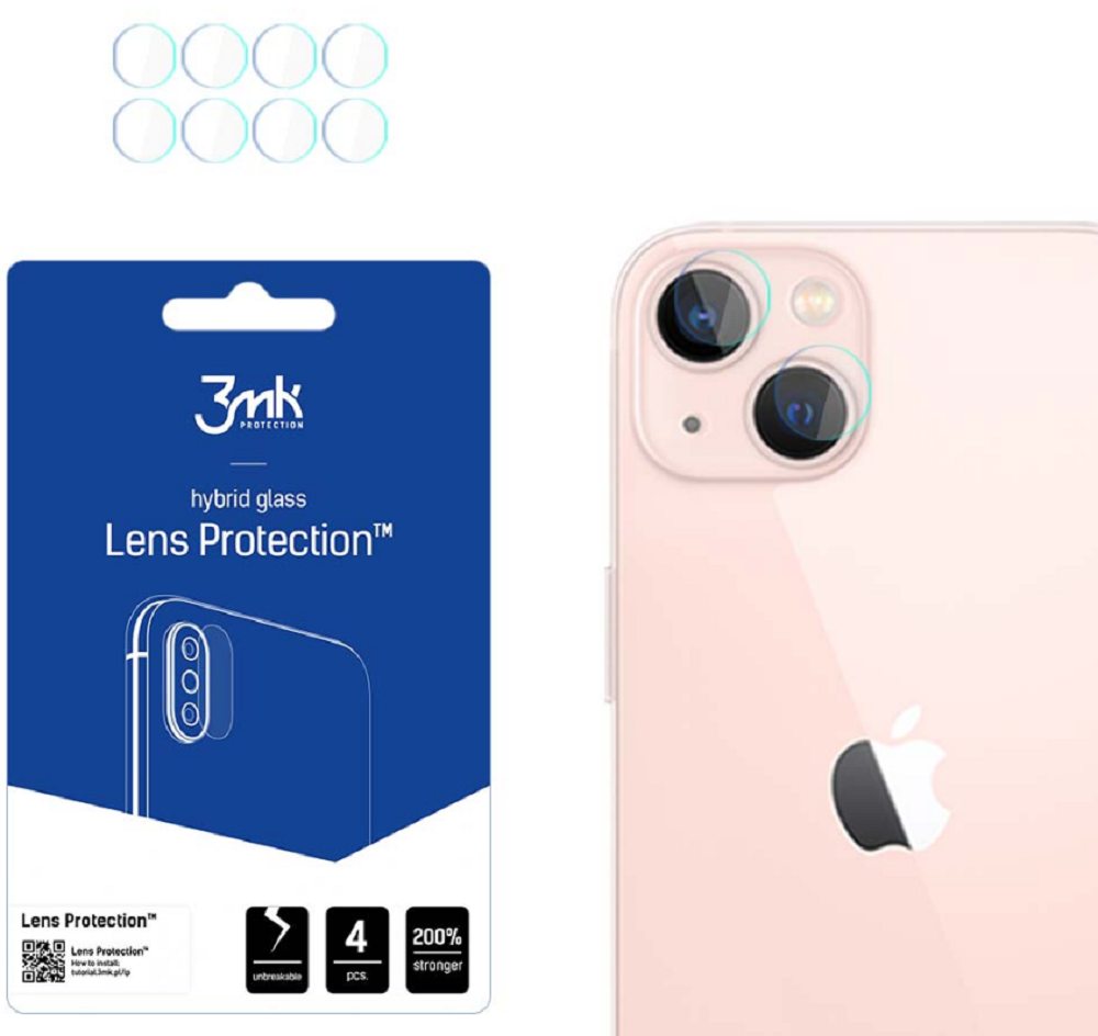 3MK Hybrid Glass Camera Protector - Αντιχαρακτικό Υβριδικό Προστατευτικό Γυαλί για Φακό Κάμερας Apple iPhone 14 Plus - 4 Τεμάχια