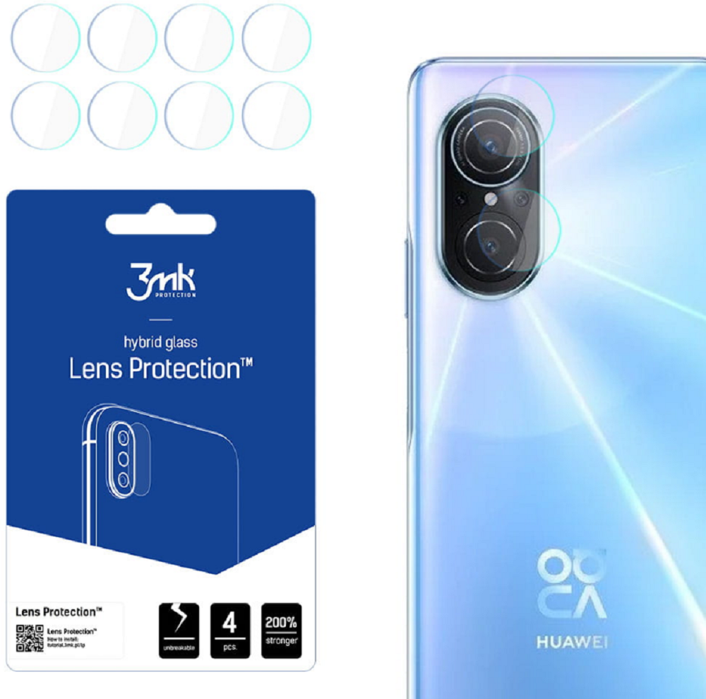 3MK Hybrid Glass Camera Protector - Αντιχαρακτικό Υβριδικό Προστατευτικό Γυαλί για Φακό Κάμερας Huawei Nova 9 SE - 4 Τεμάχια