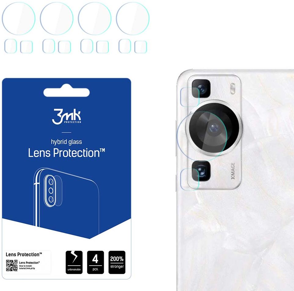 3MK Hybrid Glass Camera Protector - Αντιχαρακτικό Υβριδικό Προστατευτικό Γυαλί για Φακό Κάμερας Huawei P60 - 4 Τεμάχια