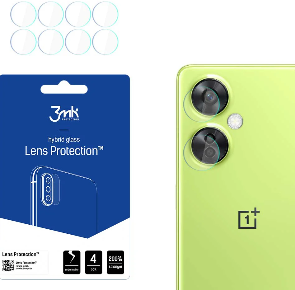 3MK Hybrid Glass Camera Protector - Αντιχαρακτικό Υβριδικό Προστατευτικό Γυαλί για Φακό Κάμερας OnePlus Nord CE 3 Lite - 4 Τεμάχια