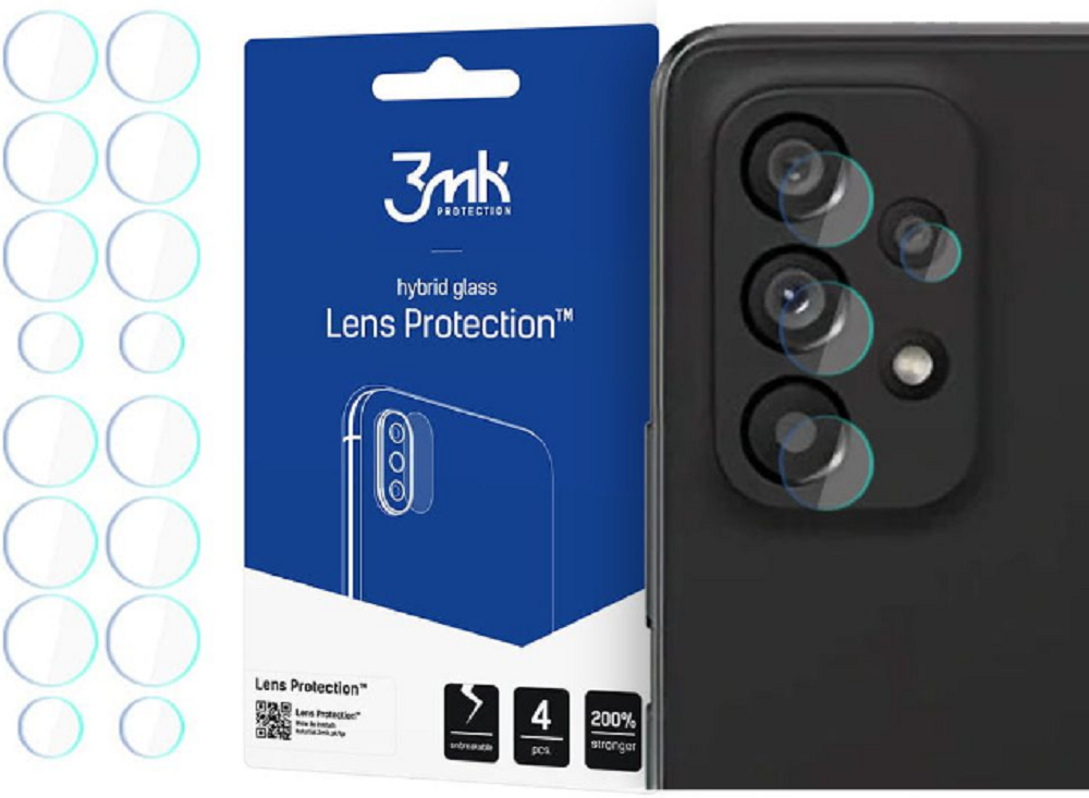 3MK Hybrid Glass Camera Protector - Αντιχαρακτικό Υβριδικό Προστατευτικό Γυαλί για Φακό Κάμερας Samsung Galaxy A53 5G - 4 Τεμάχια