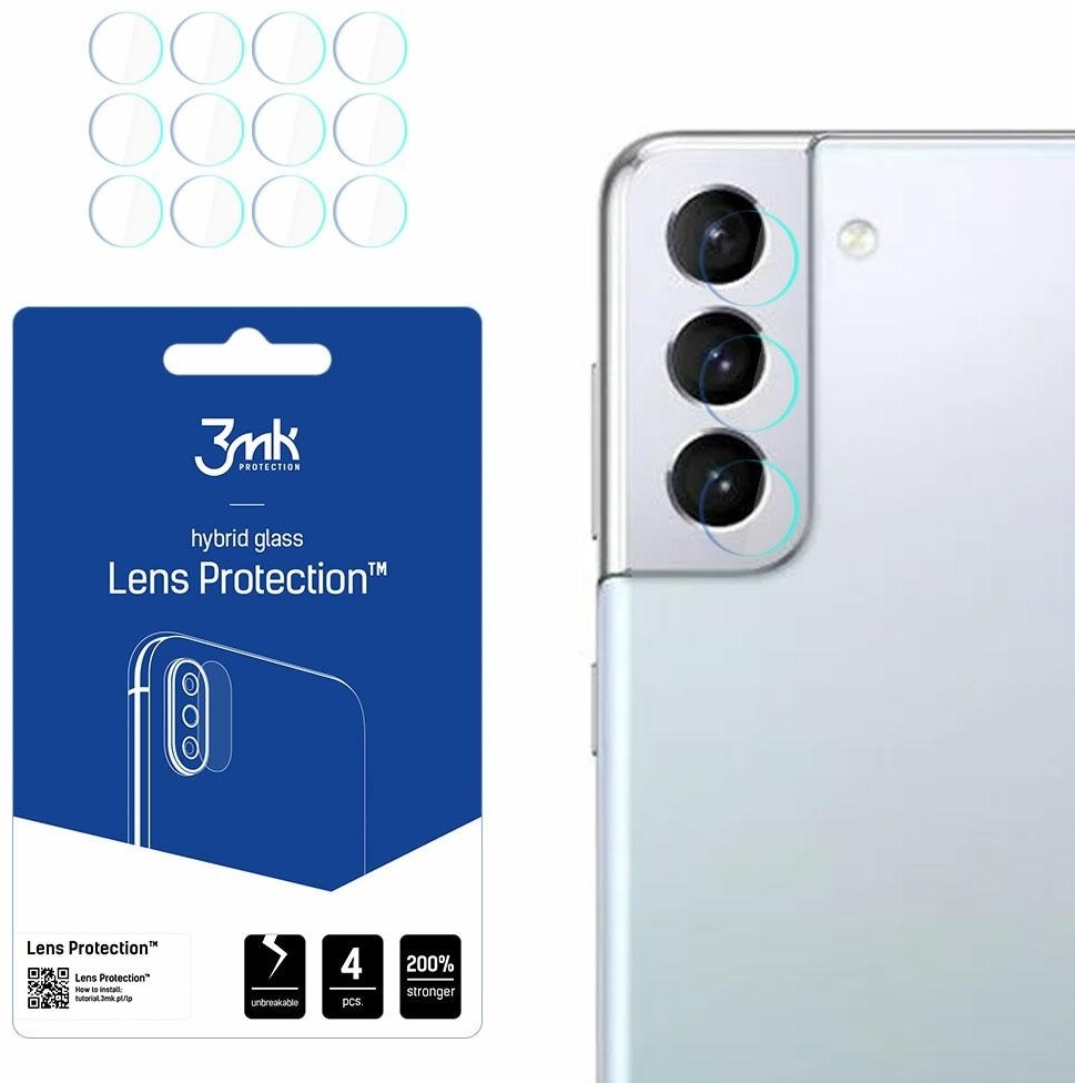 3MK Hybrid Glass Camera Protector - Αντιχαρακτικό Υβριδικό Προστατευτικό Γυαλί για Φακό Κάμερας Samsung Galaxy S22 5G - 4 Τεμάχια