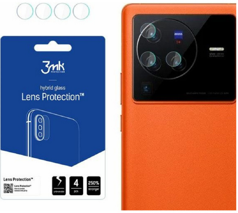 3MK Hybrid Glass Camera Protector - Αντιχαρακτικό Υβριδικό Προστατευτικό Γυαλί για Φακό Κάμερας Vivo X80 Pro - 4 Τεμάχια