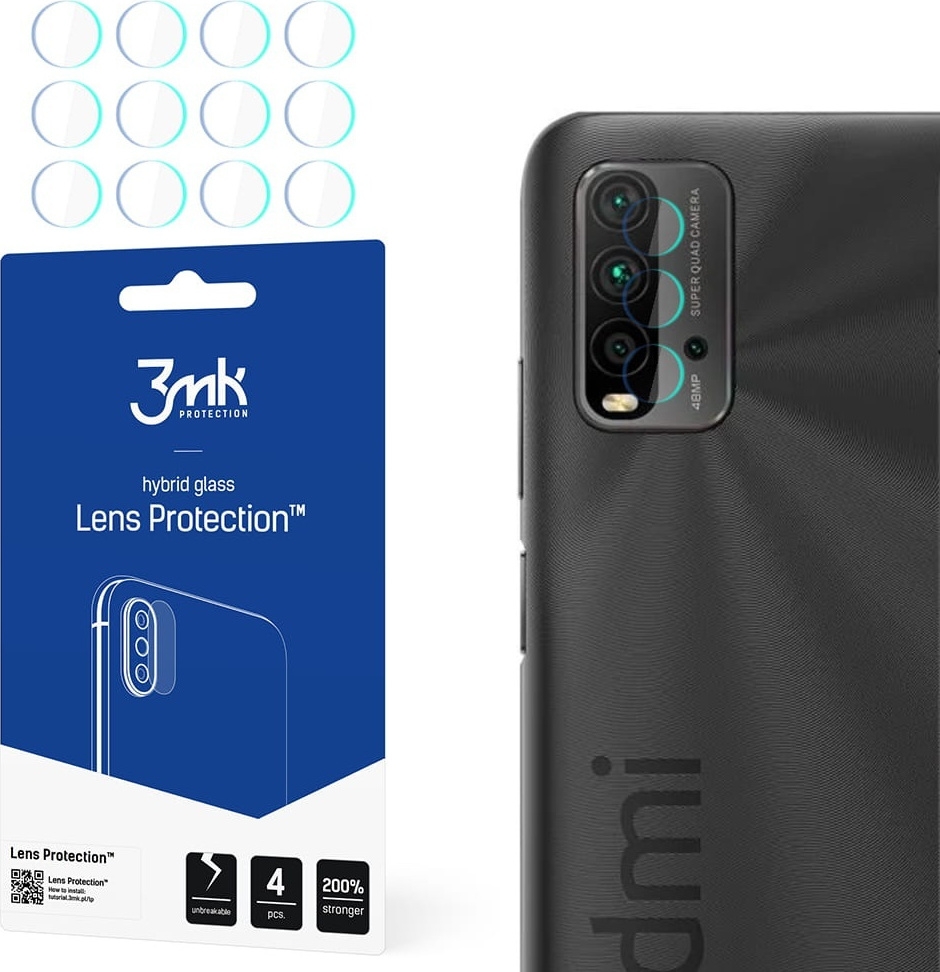 3MK Hybrid Glass Camera Protector - Αντιχαρακτικό Υβριδικό Προστατευτικό Γυαλί για Φακό Κάμερας Xiaomi Redmi 9T - 4 Τεμάχια