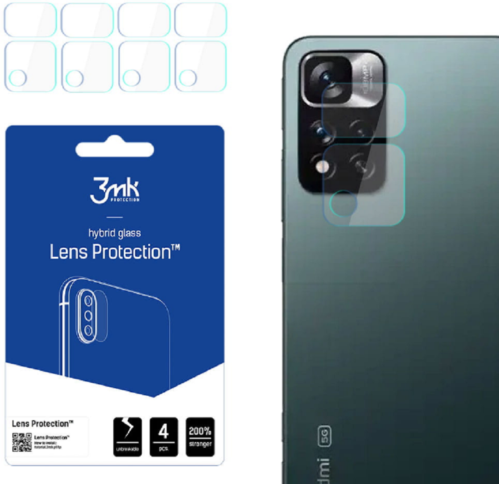 3MK Hybrid Glass Camera Protector - Αντιχαρακτικό Υβριδικό Προστατευτικό Γυαλί για Φακό Κάμερας Xiaomi Redmi Note 11 Pro Plus 5G - 4 Τεμάχια