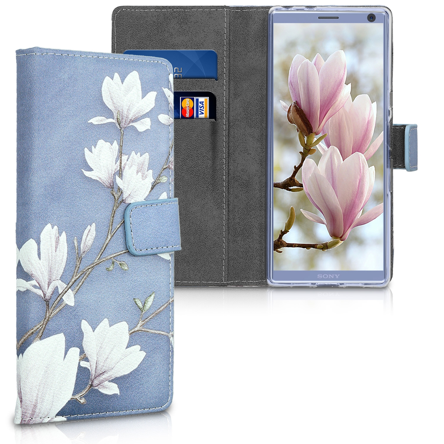 KW Θήκη-Πορτοφόλι Sony Xperia 10 - Taupe / White / Blue Grey