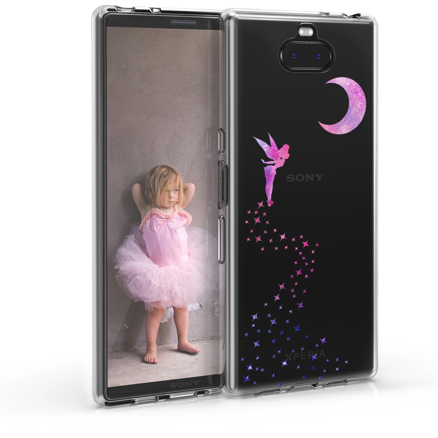 KW Θήκη Σιλικόνης Sony Xperia 10 Plus - Dark Pink / Violet / Transparent