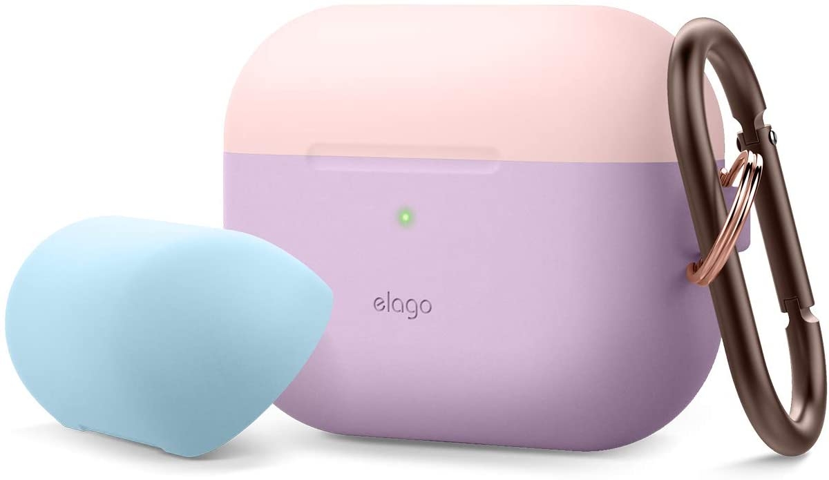 Elago AirPods Pro DUO Hang Case - Θήκη Με Διπλό Καπάκι AirPods Pro 1st Gen - Lavanda / Pastel Pink - Blue