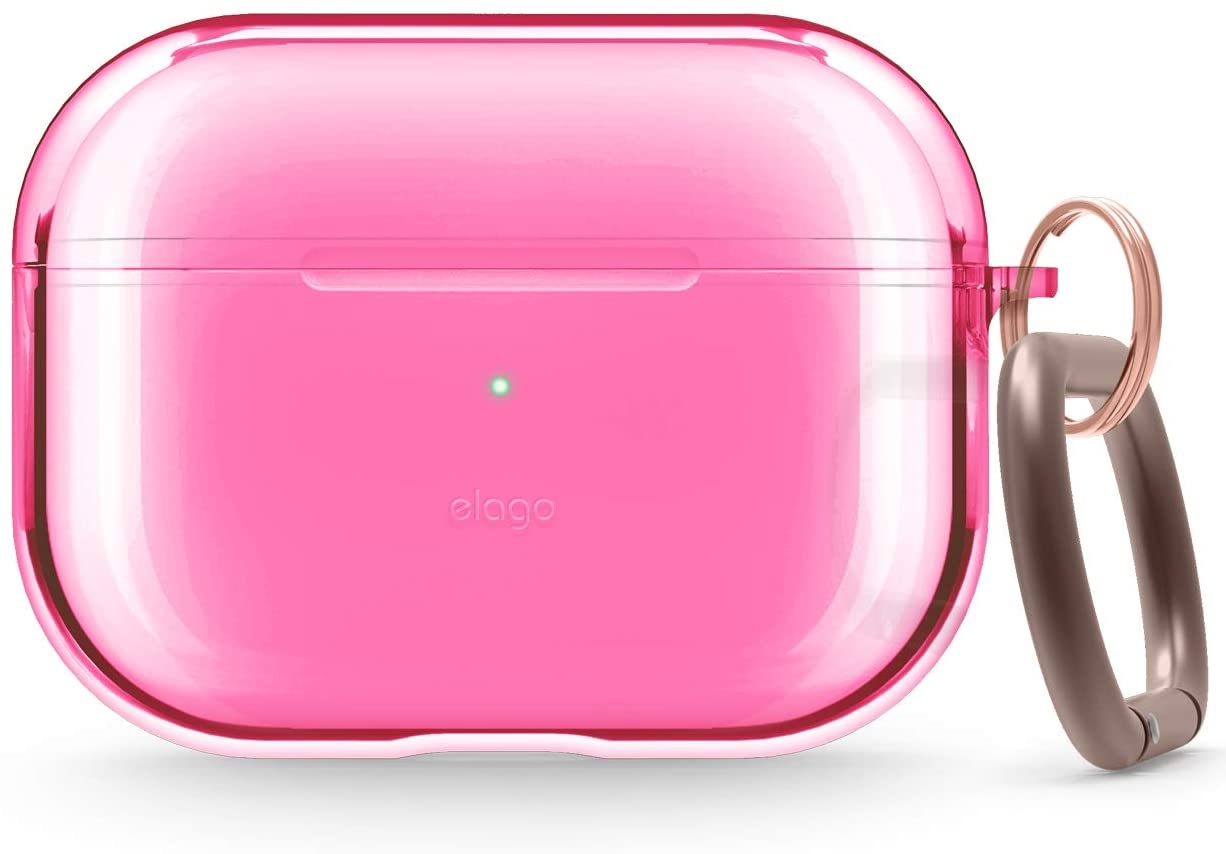 Elago AirPods Pro Clear TPU Hang Case - Ημιδιάφανη Θήκη για AirPods Pro 1st Gen - Neon Hot Pink