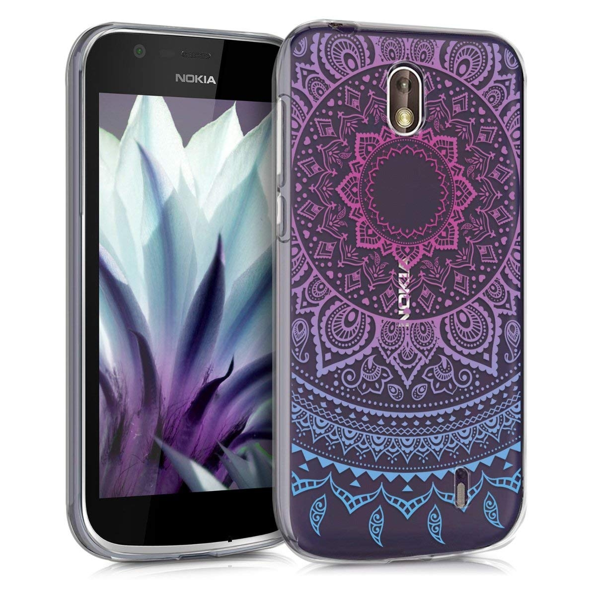 KW Θήκη Σιλικόνης Nokia 1 - Blue Dark/ Pink Indian Sun