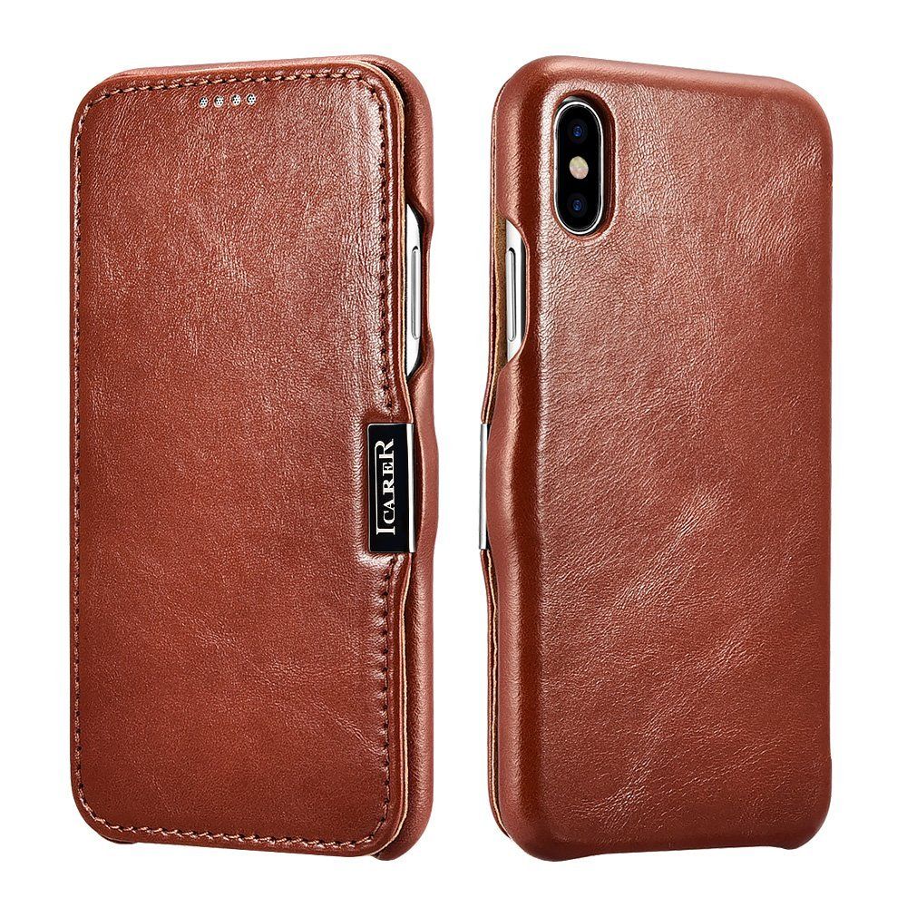 iCarer Vintage Series Side-Open Δερμάτινη Θήκη iPhone X / XS - Brown 