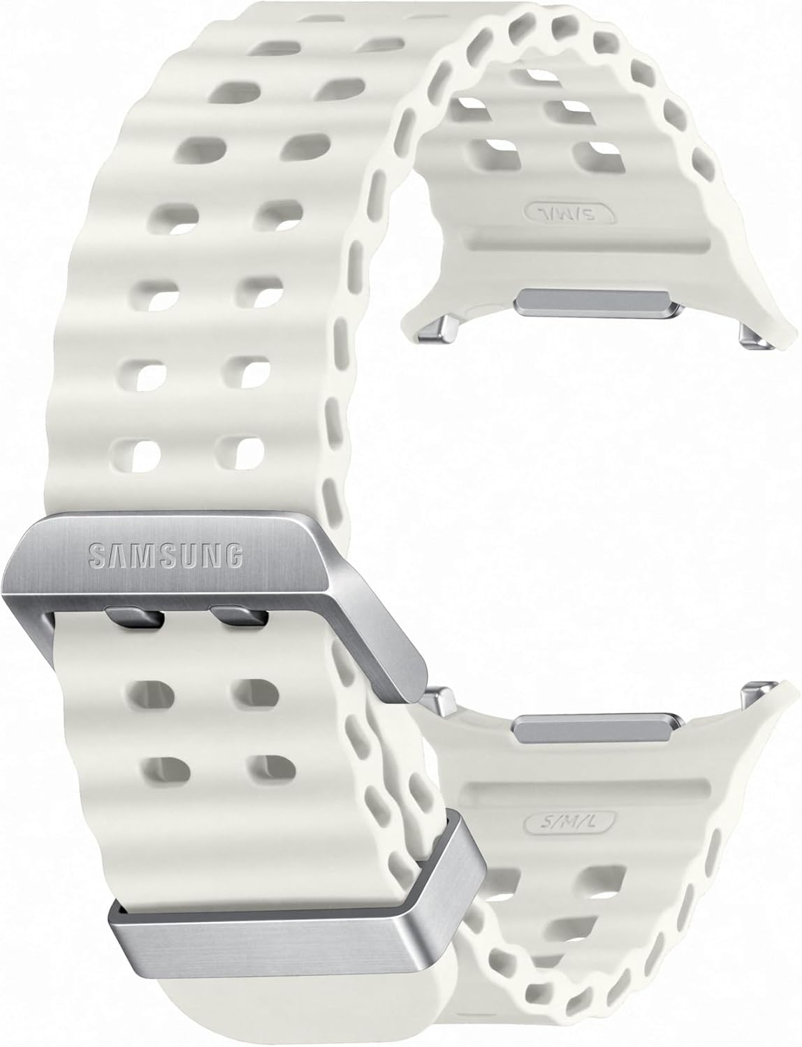 Αδιάβροχο Λουράκι από Καουτσούκ HNBR Rubber με Κούμπωμα από Τιτάνιο - Samsung Galaxy Watch Ultra 47mm - Official Samsung Marine Band - White Sand