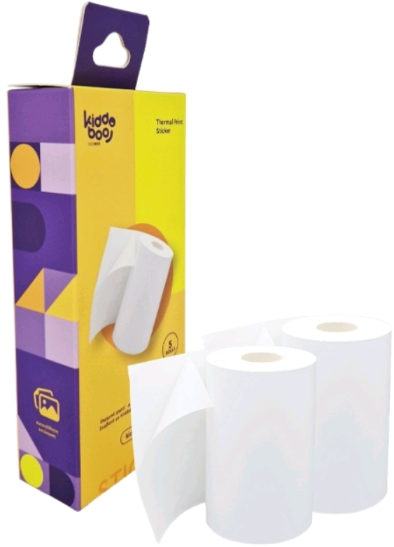 Αυτοκόλλητα Ρολά Kiddoboo Thermal Sticker Rolls (5pcs) for Kiddoboo FotoFun Άμεσης Θερμικής Εκτύπωσης για Παιδική Φωτογραφική Μηχανή Kiddoboo FotoFun & Εκτυπωτή FotoPrint 5 Τεμάχια White