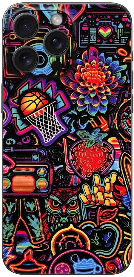 Αυτοκόλλητο Skin Προστασίας Πλάτης - Apple iPhone 15 Pro - Gams Premium Vinyl Skin Back Plate - 3D Neon