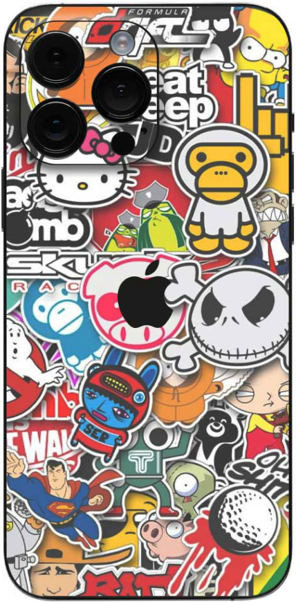 Αυτοκόλλητο Skin Προστασίας Πλάτης - Apple iPhone 15 Pro Max - Gams Premium Vinyl Skin Back Plate - Stickerbomb (GAMS-VNL-SKIN-SKB-001-074)