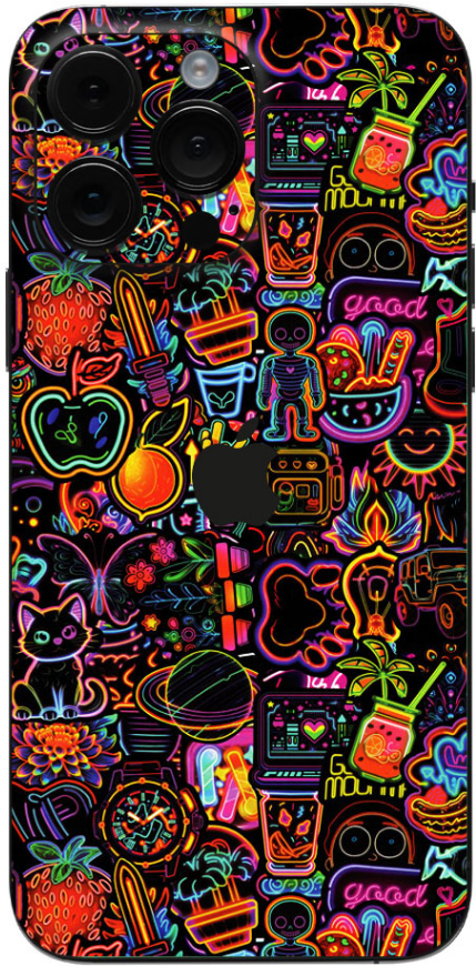 Αυτοκόλλητο Skin Προστασίας Πλάτης iPhone Gams Premium Vinyl Skin Back Plate - 3D Neon