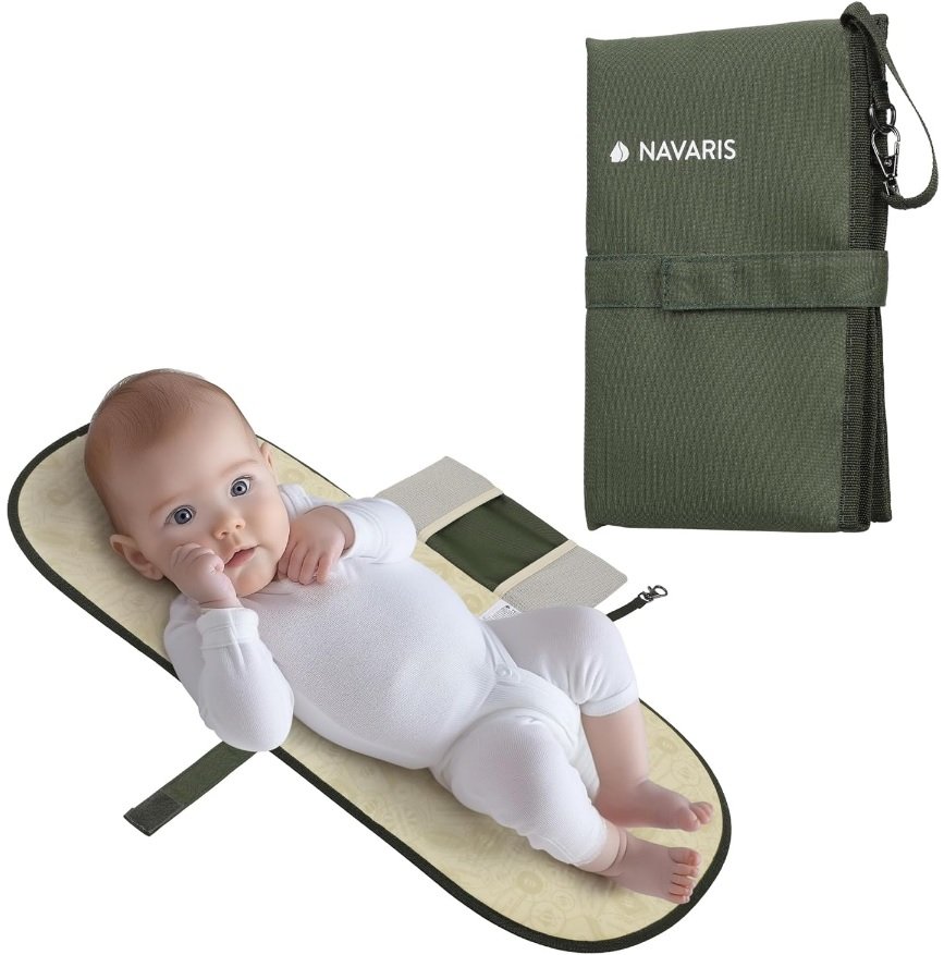 Αλλαξιέρα Ταξιδιού Navaris Diaper Changing Pad Φορητή για Μωρά 70 x 34 cm Olive