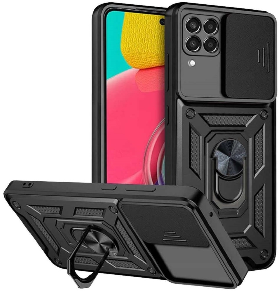 Alogy Camshield Stand Ring - Ανθεκτική Θήκη Samsung Galaxy M53 με Κάλυμμα για την Κάμερα & Μεταλλικό Ring Holder - Black