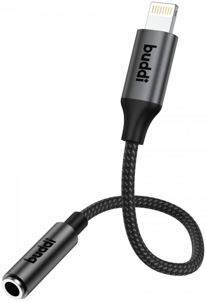 Αντάπτορας Ήχου Buddi Ease Lightning (Male) σε 3.5mm Jack Aux (Female) με DAC Τσιπ 5 Έτη Εγγύηση Black 