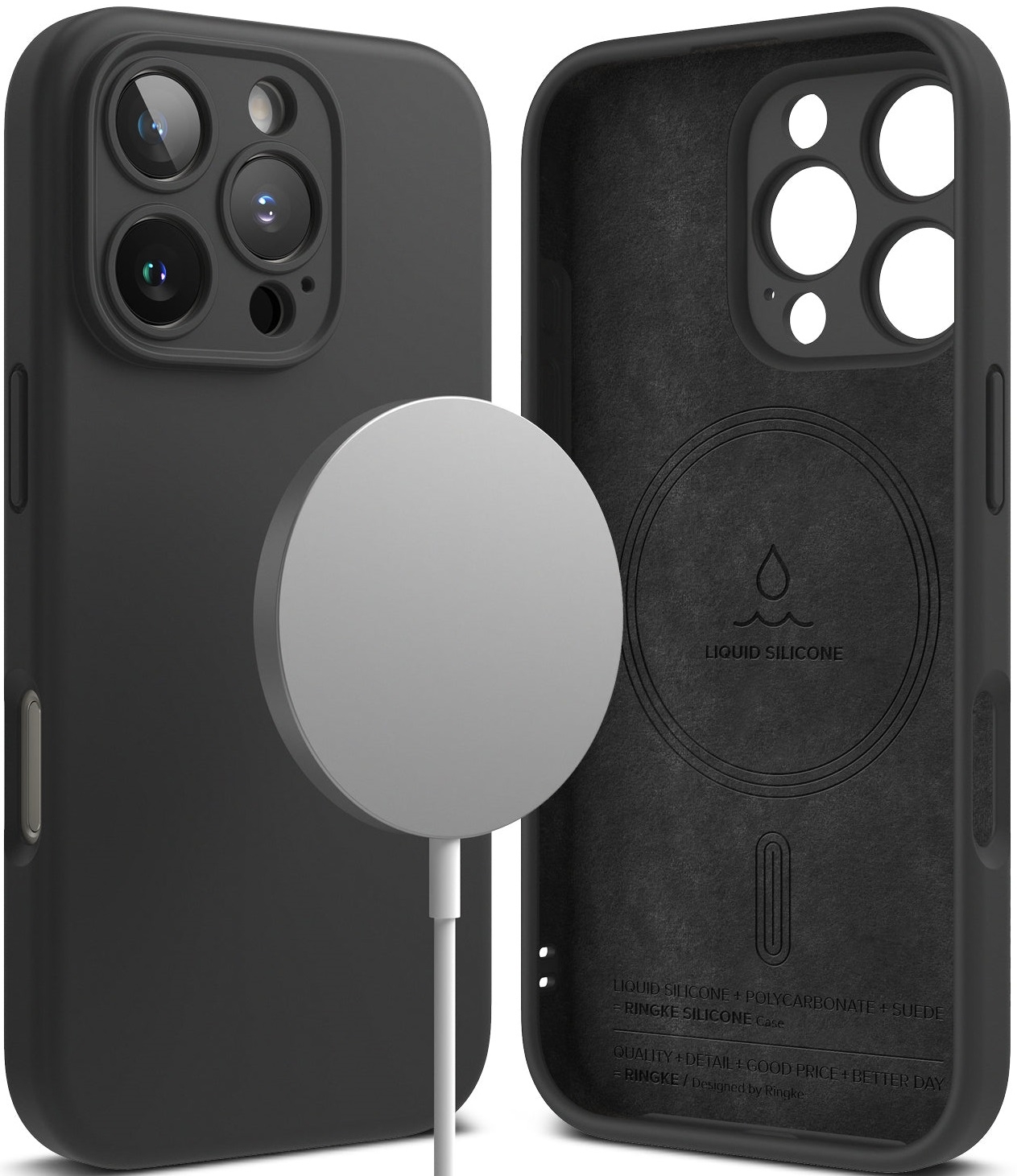 Ανθεκτική MagSafe Θήκη Σιλικόνης - Apple iPhone 16 Pro - Ringke Silicone Magnetic - Black