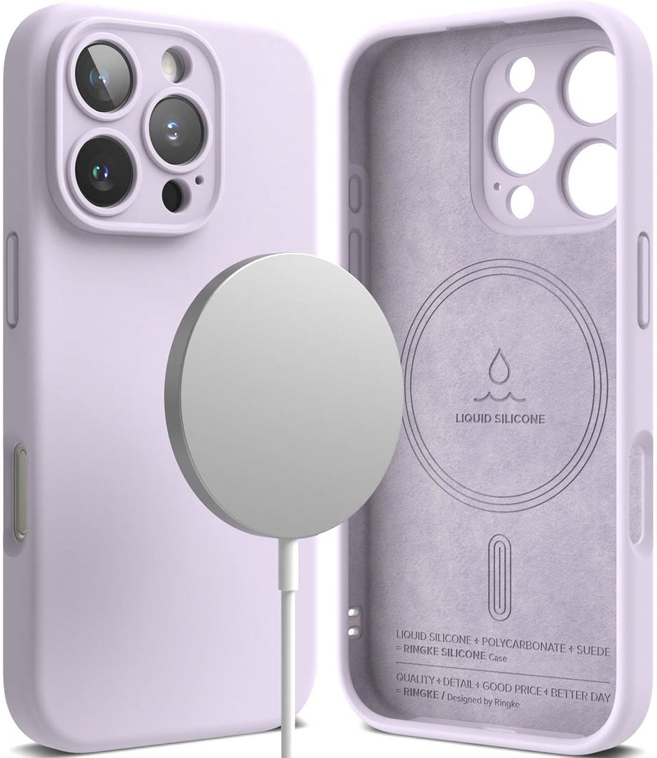 Ανθεκτική MagSafe Θήκη Σιλικόνης - Apple iPhone 16 Pro - Ringke Silicone Magnetic - Light Purple 