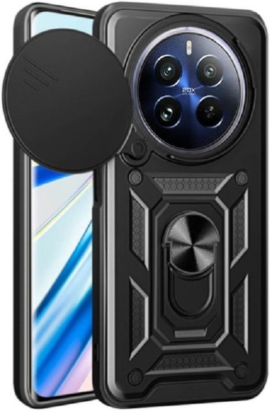 Ανθεκτική Θήκη με Κάλυμμα για την Κάμερα & Μεταλλικό Ring Holder - Realme 12 Pro / 12 Pro Plus - Bodycell Armor Slide - Black