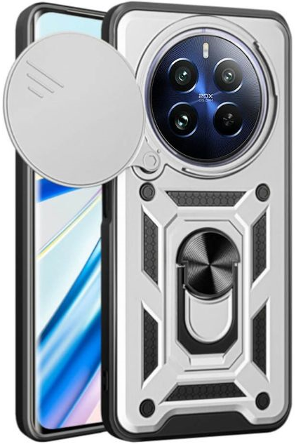 Ανθεκτική Θήκη με Κάλυμμα για την Κάμερα & Μεταλλικό Ring Holder - Realme 12 Pro / 12 Pro Plus - Bodycell Armor Slide - Silver