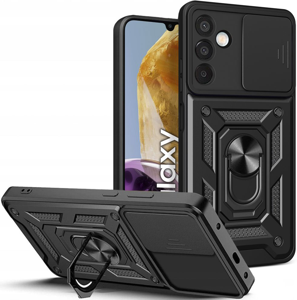 Ανθεκτική Θήκη με Κάλυμμα για την Κάμερα & Μεταλλικό Ring Holder - Samsung Galaxy M15 - Tech-Protect Camshield Pro - Black