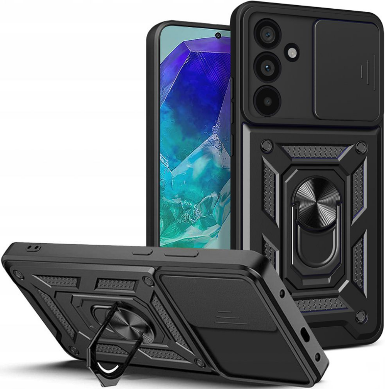 Ανθεκτική Θήκη με Κάλυμμα για την Κάμερα & Μεταλλικό Ring Holder - Samsung Galaxy M55 - Tech-Protect Camshield Pro - Black