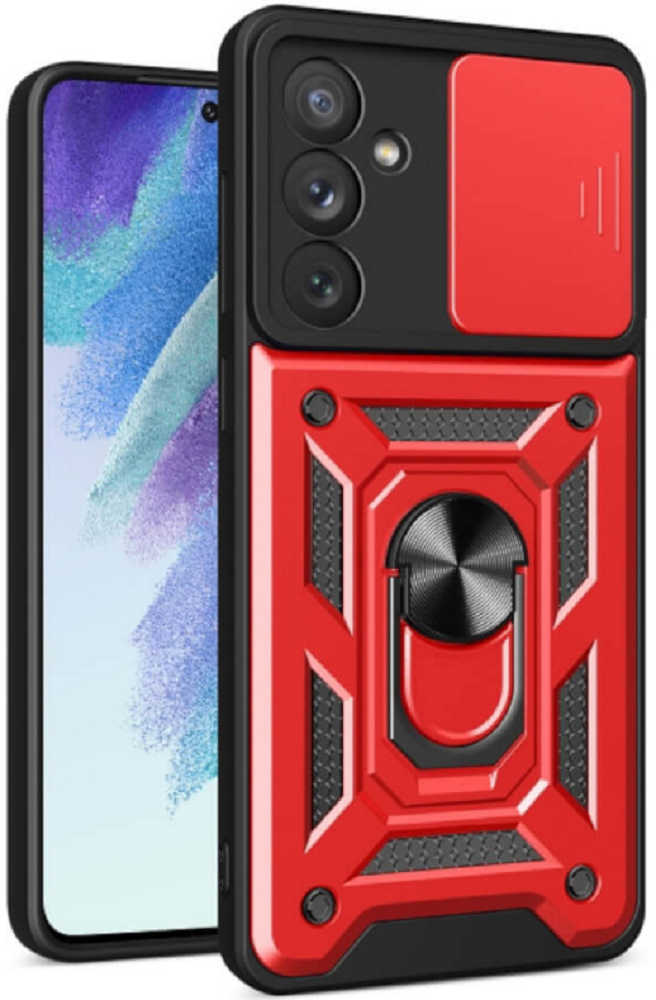 Ανθεκτική Θήκη με Κάλυμμα για την Κάμερα & Μεταλλικό Ring Holder - Samsung Galaxy S24 - Bodycell Armor Slide - Red (5206015072666)