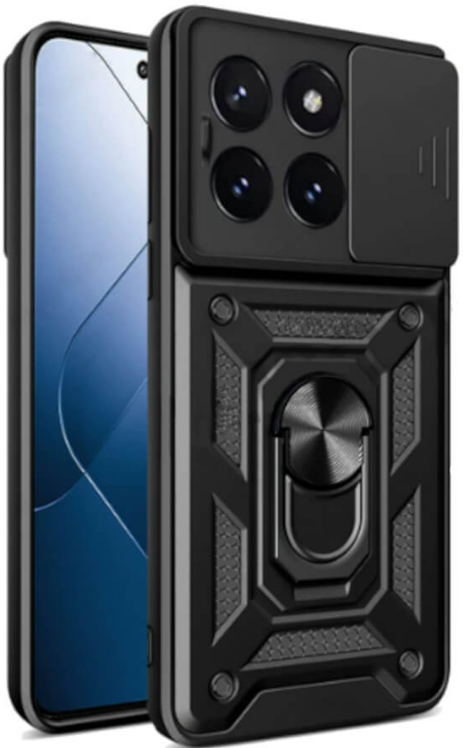 Ανθεκτική Θήκη με Κάλυμμα για την Κάμερα & Μεταλλικό Ring Holder - Xiaomi 14 Pro - Bodycell Armor Slide - Black