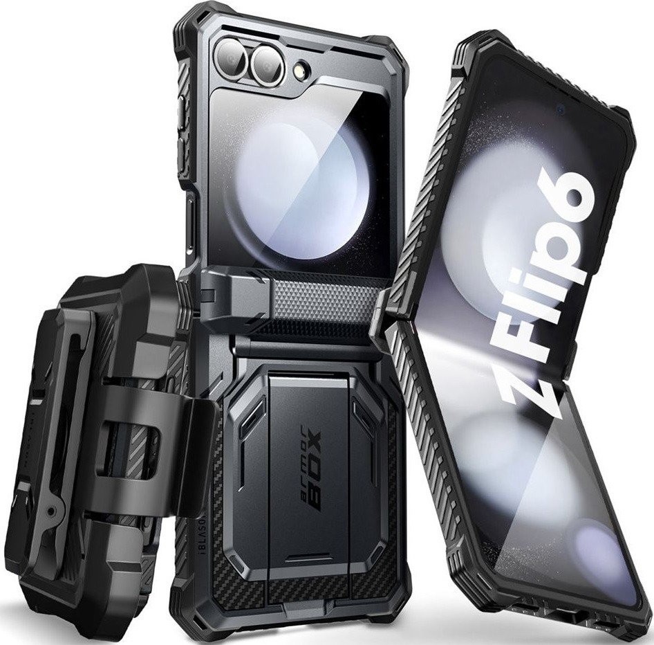 Ανθεκτική Θήκη με Κλιπ Ζώνης & Kickstand - Samsung Galaxy Z Flip7 FE / Z Flip6 - Supcase i-Blason Armorbox - Black
