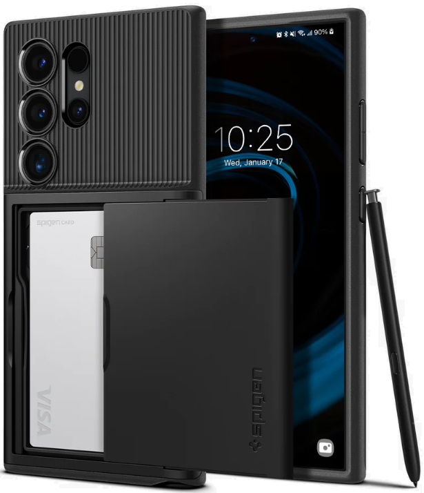 Ανθεκτική Θήκη με Υποδοχή για Κάρτες - Samsung Galaxy S24 Ultra - Spigen Slim Armor CS - Black