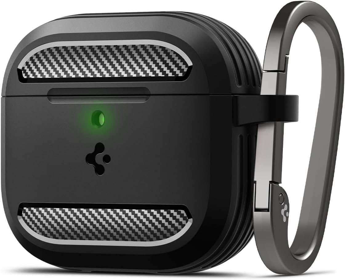 Ανθεκτική Θήκη Σιλικόνης - Apple AirPods 4th Gen - Spigen Rugged Armor - Matte Black