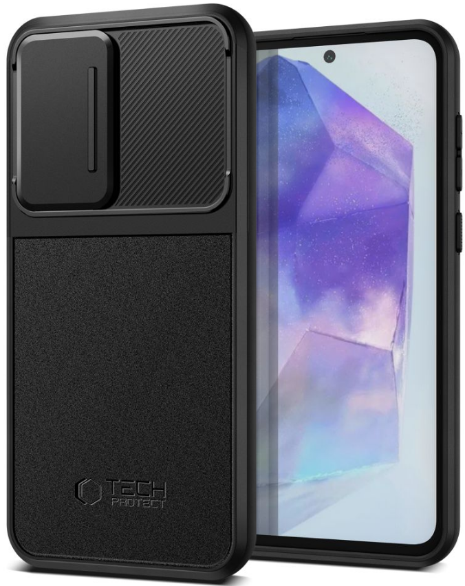 Ανθεκτική Θήκη Σιλικόνης με Κάλυμμα για την Κάμερα - Samsung Galaxy A55 - Tech-Protect Velar Cam Plus - Black