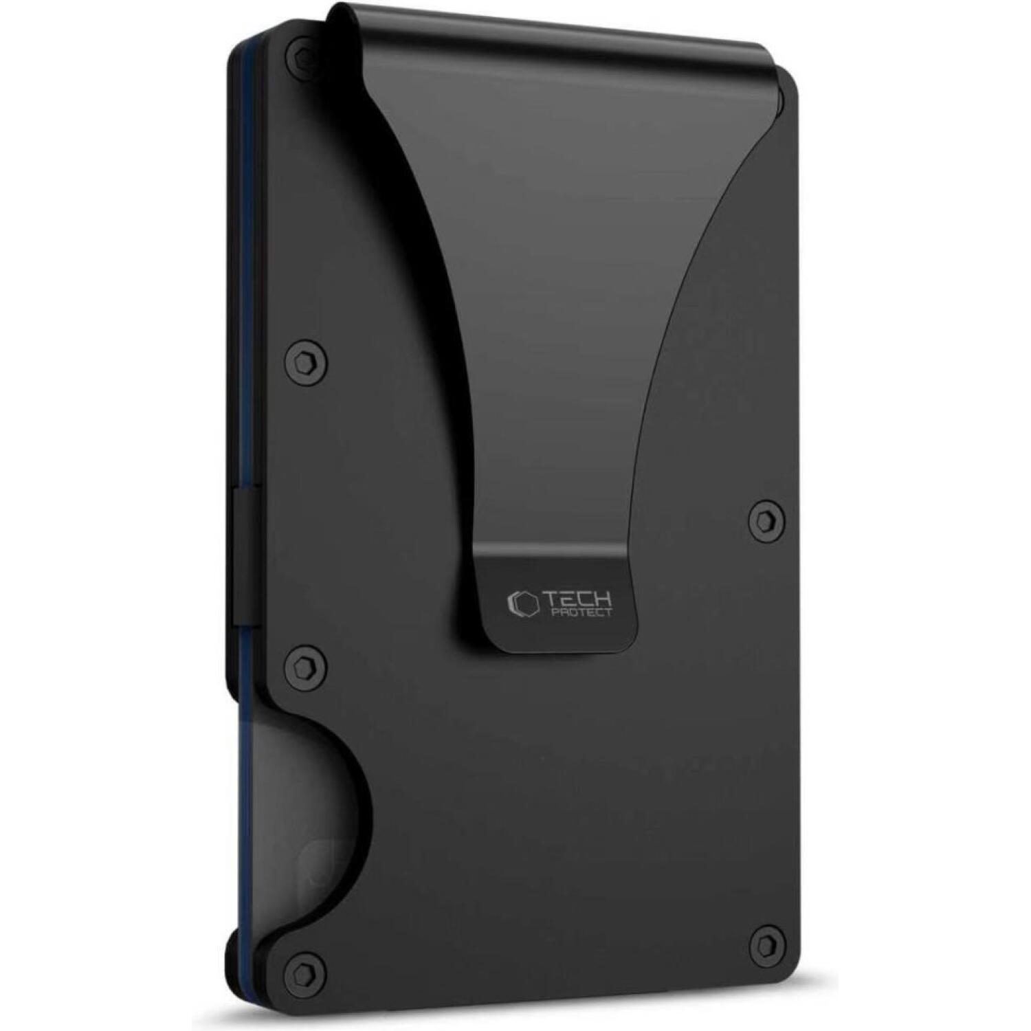 Αντικλεπτική Θήκη / Πορτοφόλι Καρτών Tech-Protect Thorn Card Wallet Σκληρή με RFID & Μεταλλικό Κλιπ Black