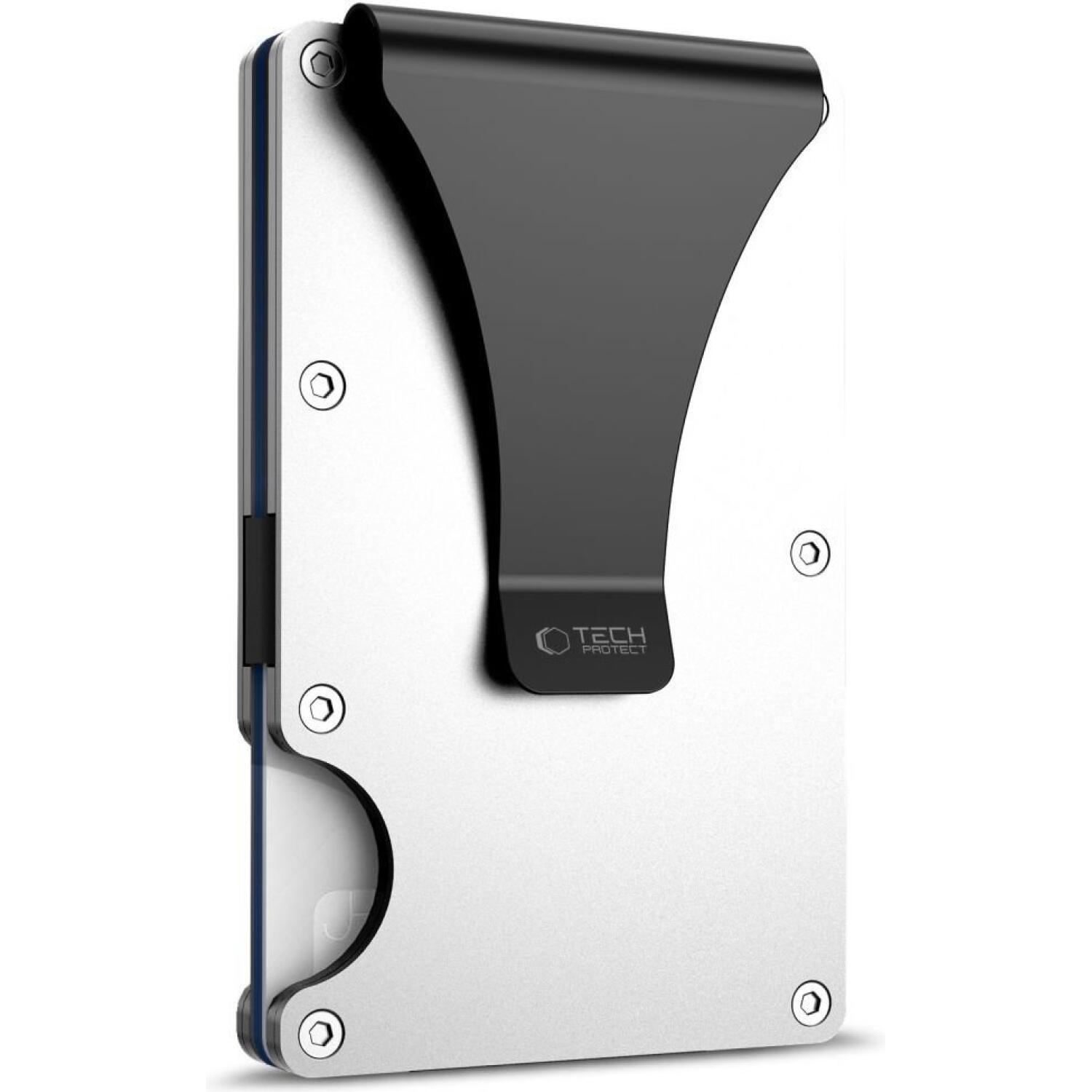 Αντικλεπτική Θήκη / Πορτοφόλι Καρτών Tech-Protect Thorn Card Wallet Σκληρή με RFID & Μεταλλικό Κλιπ Steel Silver