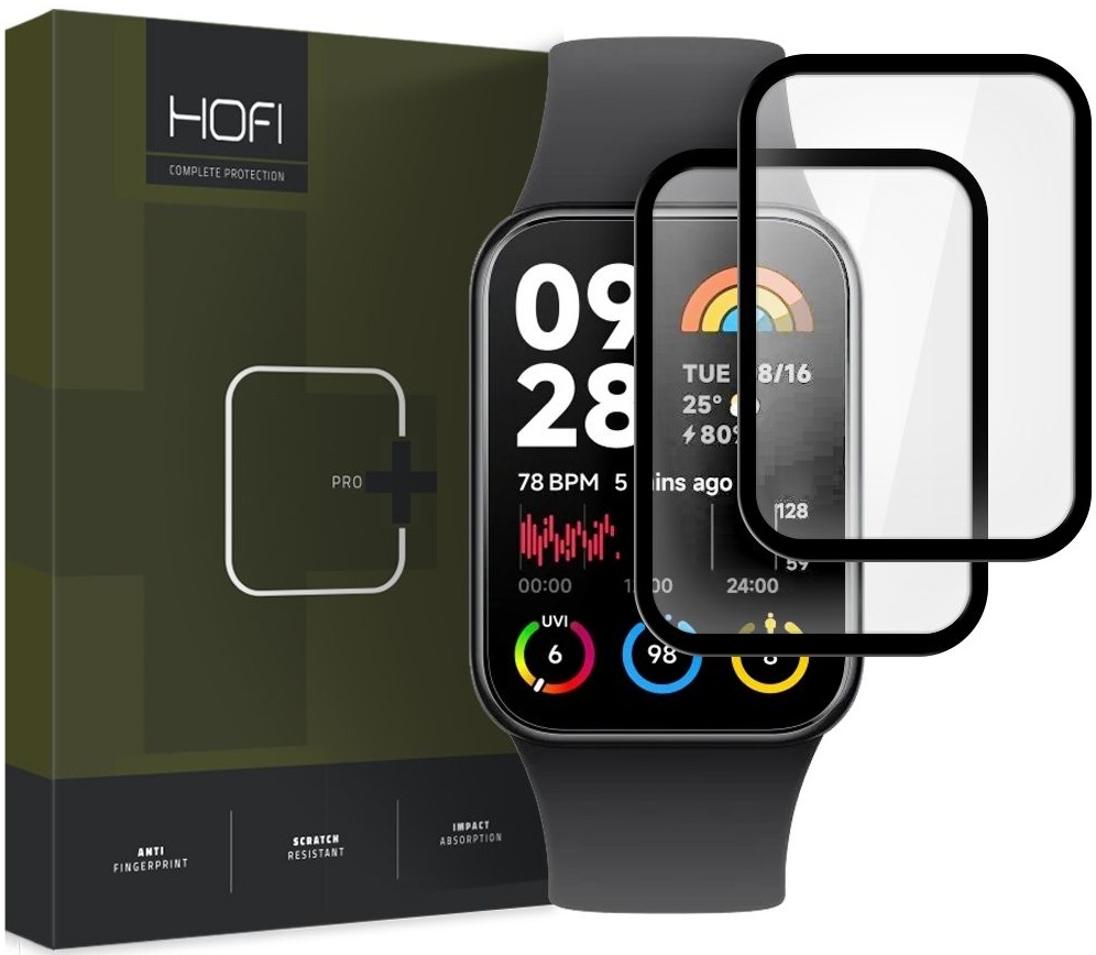 Αντιχαρακτικό Γυαλί Οθόνης - Xiaomi Smart Band 8 Pro - Hofi Premium Pro+ Hybrid Tempered Glass - Black - 2 Τεμάχια