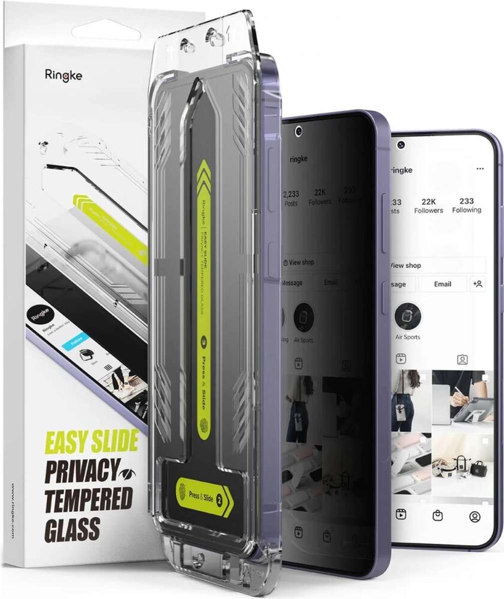 Αντιχαρακτικό Γυαλί Προστασίας Απορρήτου Οθόνης - Samsung Galaxy S24 - Ringke Easy Slide Privacy Tempered Glass - 2 Τεμάχια