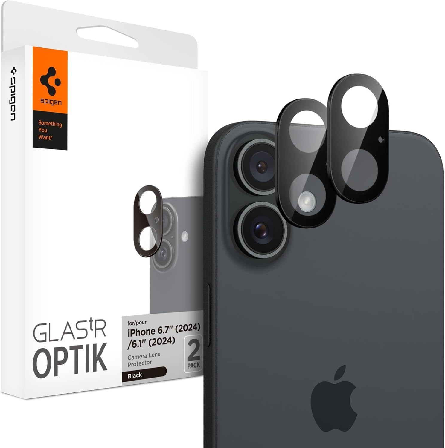 Αντιχαρακτικό Γυαλί Προστασίας Apple iPhone 16 / 16 Plus - Spigen GLAS.tR OPTIK Camera Lens Protector για Φακό Κάμερας - 2 Τεμάχια - Black 