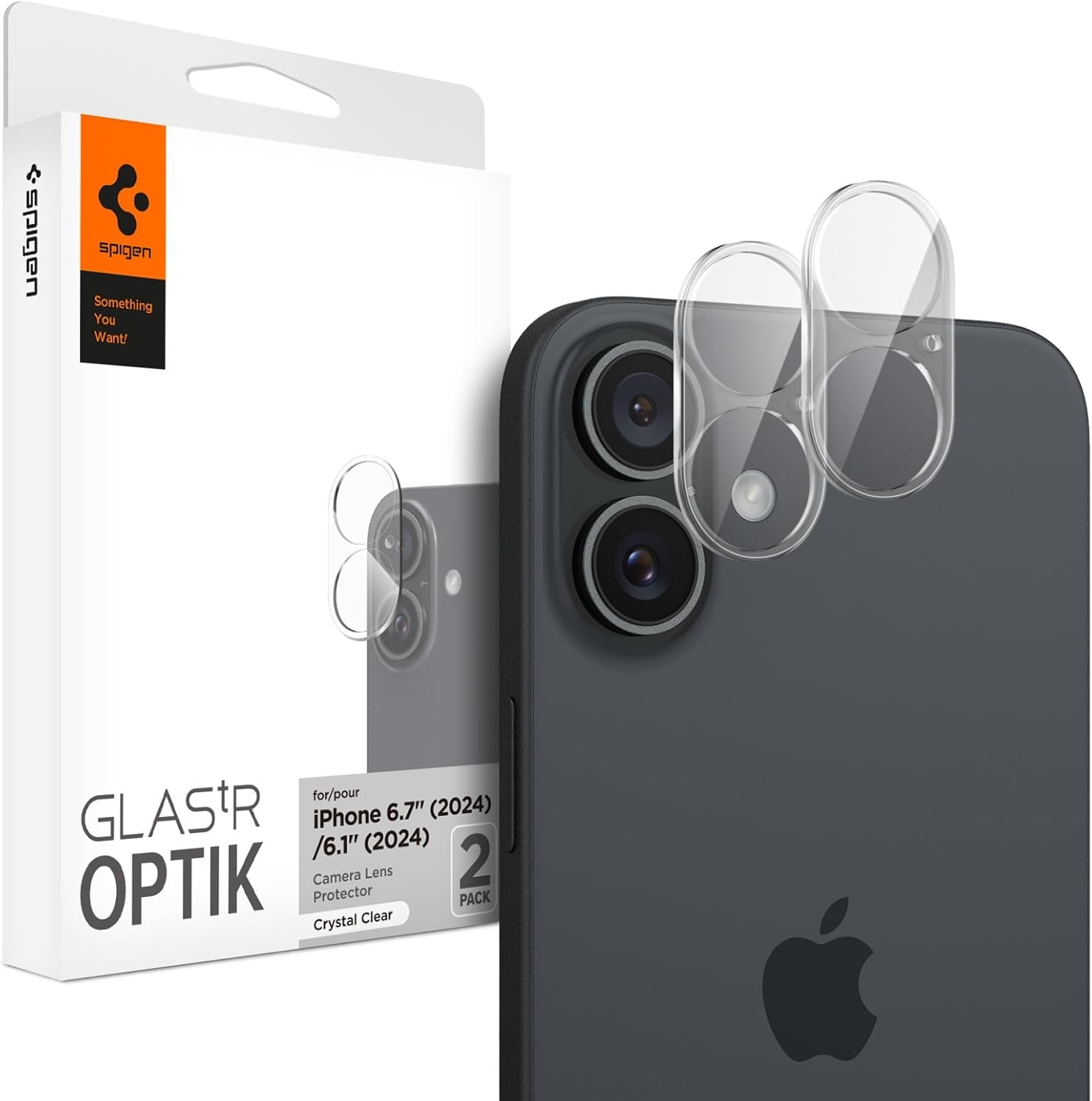 Αντιχαρακτικό Γυαλί Προστασίας Apple iPhone 16 / 16 Plus - Spigen GLAS.tR OPTIK Camera Lens Protector για Φακό Κάμερας - 2 Τεμάχια - Crystal Clear