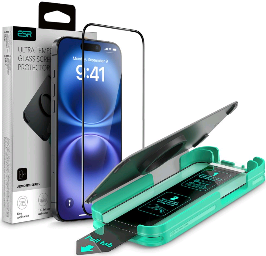 Αντιχαρακτικό Γυαλί Προστασίας Apple iPhone 16 - ESR Armorite Ultra Tempered Glass FullFace Οθόνης - Black (4894240236031)