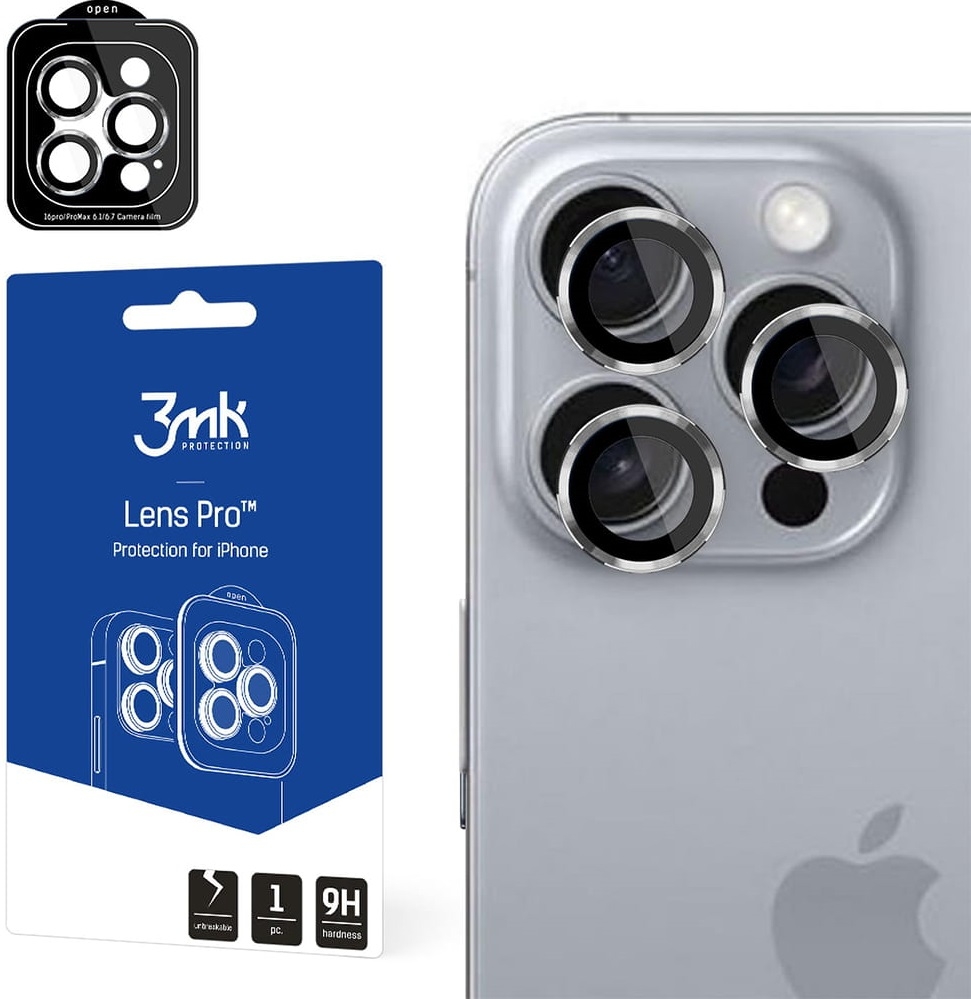 Αντιχαρακτικό Γυαλί Προστασίας Apple iPhone 16 Pro / 16 Pro Max - 3MK Lens Protection Pro για Φακό Κάμερας - Titanium Silver (5903108588591)