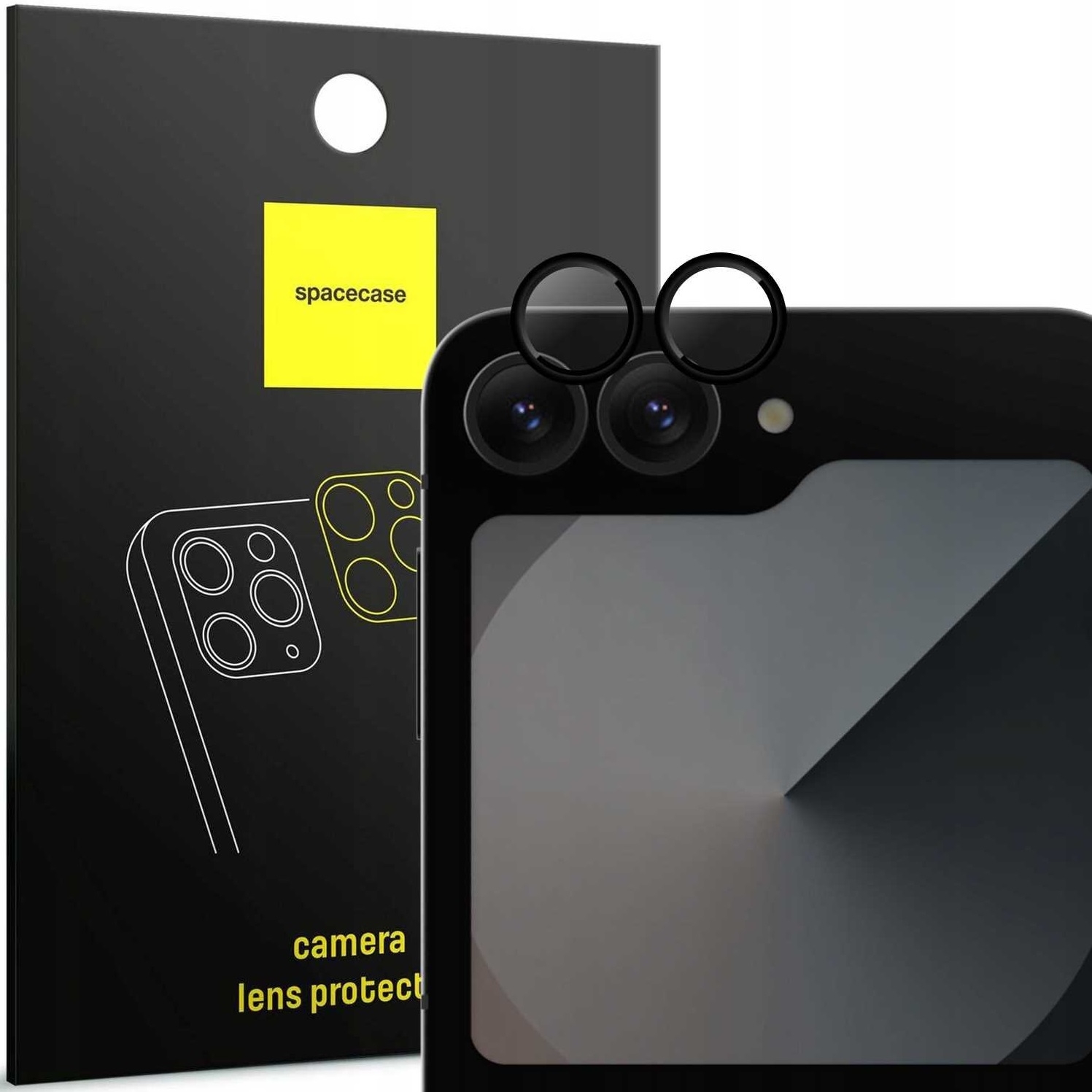 Αντιχαρακτικό Γυαλί Προστασίας για Φακό Κάμερας με Πλαίσιο Αλουμινίου - Samsung Galaxy Z Flip6 - Spacecase Camera Ring - Black