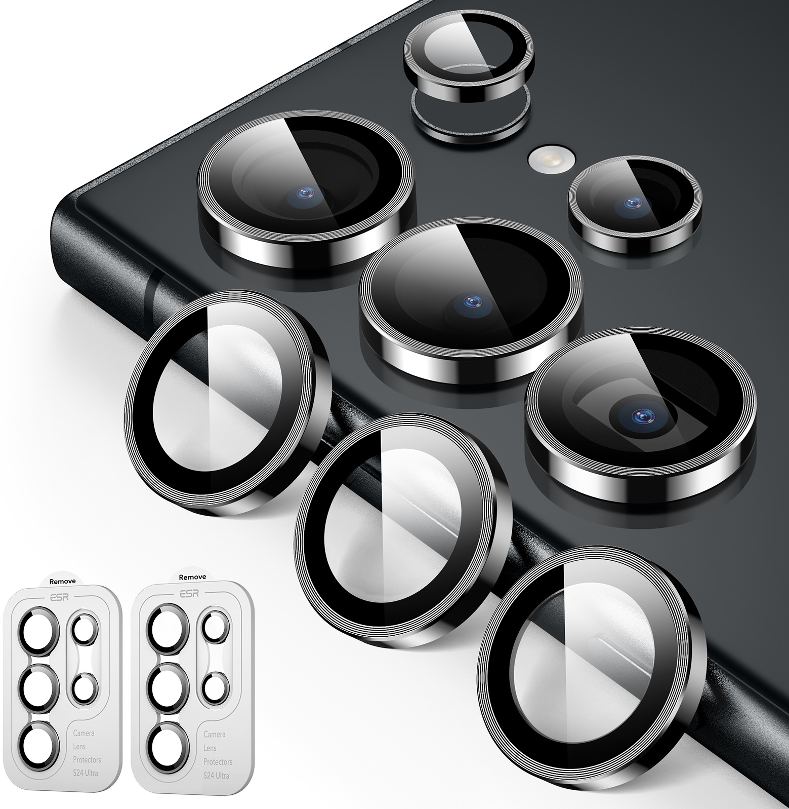 Αντιχαρακτικό Γυαλί Προστασίας για Φακό Κάμερας - Samsung Galaxy S24 Ultra - ESR Armorite Camera Lens Protectors - 2 Τεμάχια - Black