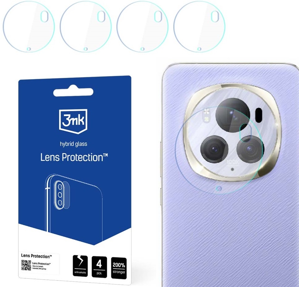 Αντιχαρακτικό Υβριδικό Προστατευτικό Γυαλί για Φακό Κάμερας - Honor Magic6 Pro - 3MK Hybrid Glass Camera Protector - 4 Τεμάχια